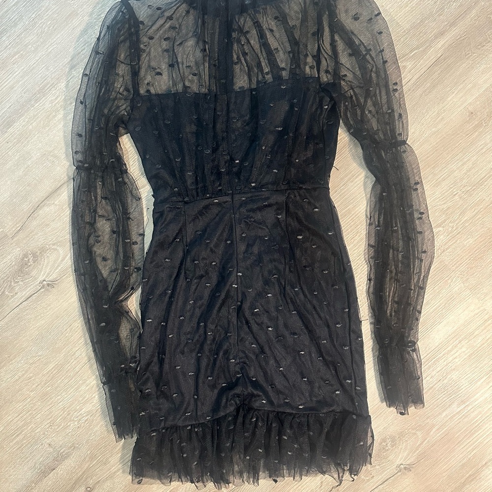 PrettyLittleThing Black Dress with Mock Neck and Bishop Sleeves size 2 ❤️‍🔥 - Picture 4 of 4